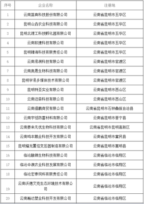 云南公布今年第九批拟入库国家科技型中小企业名单 33家企业入库